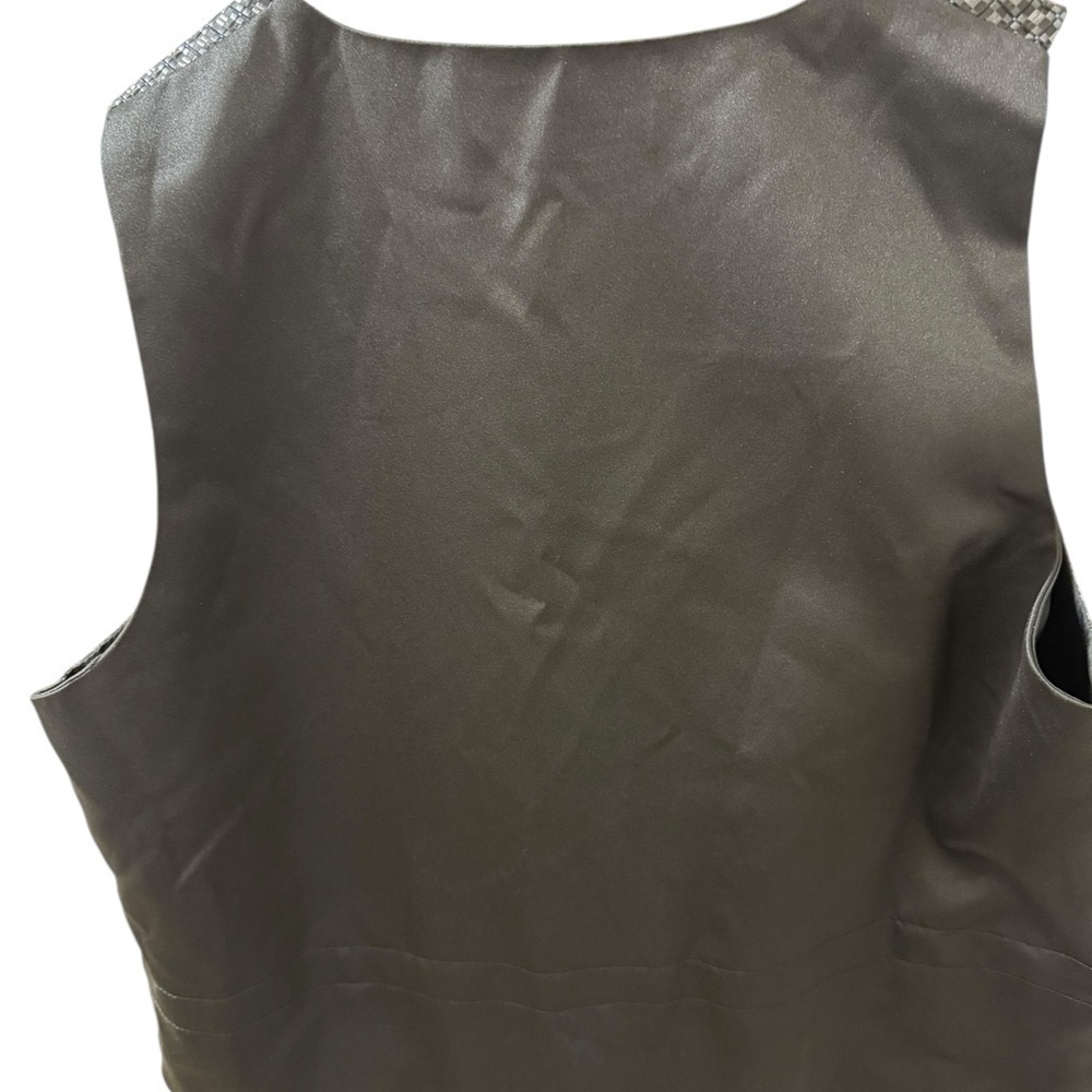 Edward’s Grid Brocade Vest Size L R 100% Polyester Two pockets Buttoned - Picture 2 of 6